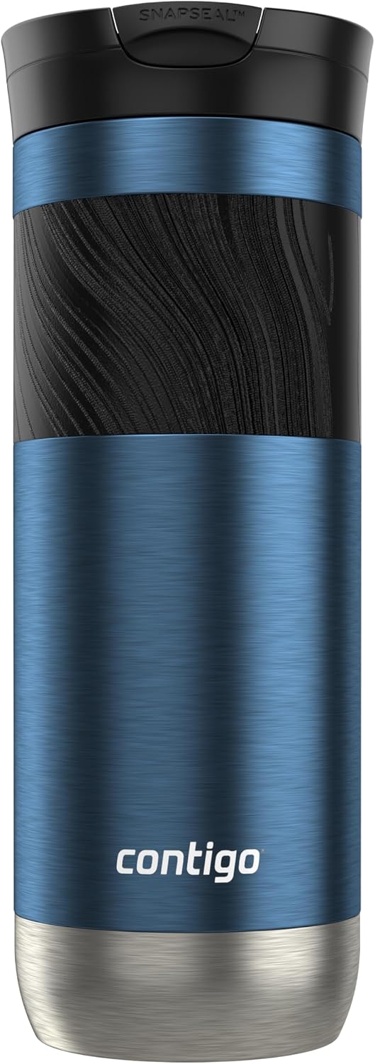 Byron 2.0 Stainless Steel Travel Mug with Snapseal Lid and Grip 20oz, Blueberry, Great for hot and cold beverages