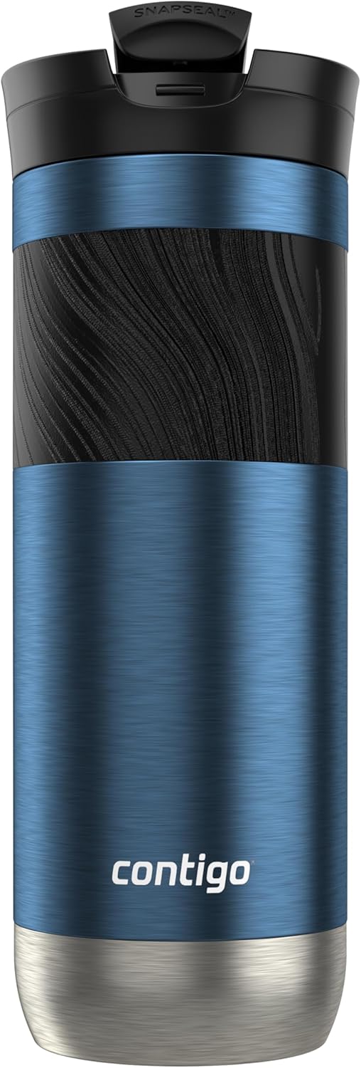 Byron 2.0 Stainless Steel Travel Mug with Snapseal Lid and Grip 20oz, Blueberry, Great for hot and cold beverages