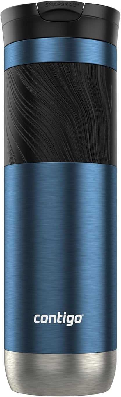 Byron 2.0 Stainless Steel Travel Mug with Snapseal Lid and Grip 20oz, Blueberry, Great for hot and cold beverages