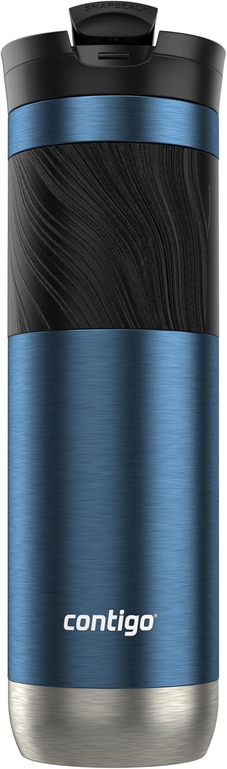 Byron 2.0 Stainless Steel Travel Mug with Snapseal Lid and Grip 20oz, Blueberry, Great for hot and cold beverages
