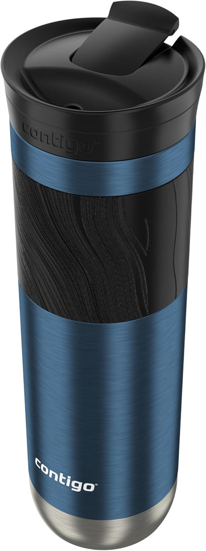 Byron 2.0 Stainless Steel Travel Mug with Snapseal Lid and Grip 20oz, Blueberry, Great for hot and cold beverages