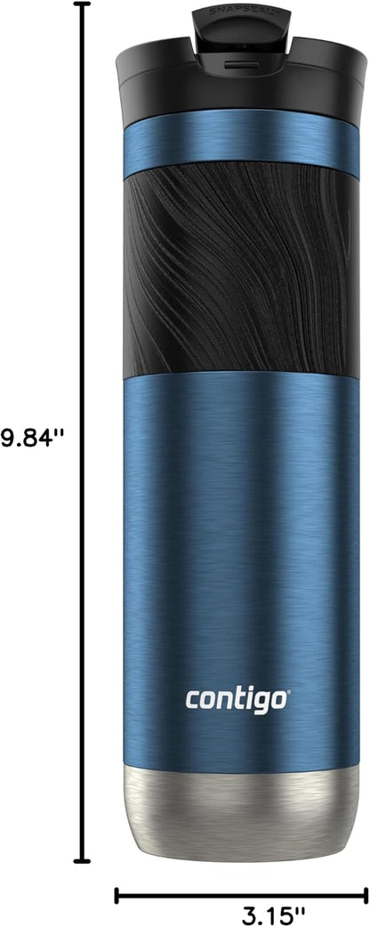 Byron 2.0 Stainless Steel Travel Mug with Snapseal Lid and Grip 20oz, Blueberry, Great for hot and cold beverages