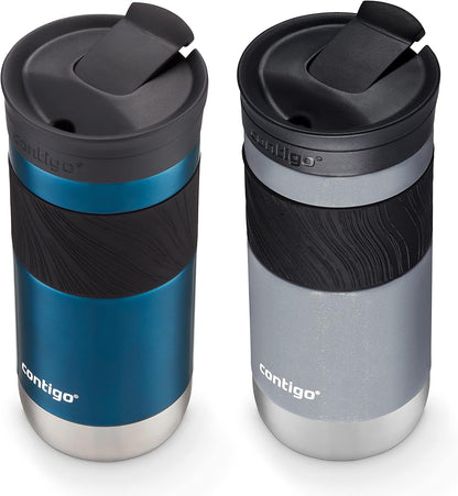 Byron 2.0 Stainless Steel Travel Mug with Snapseal Lid and Grip 20oz, Blueberry, Great for hot and cold beverages