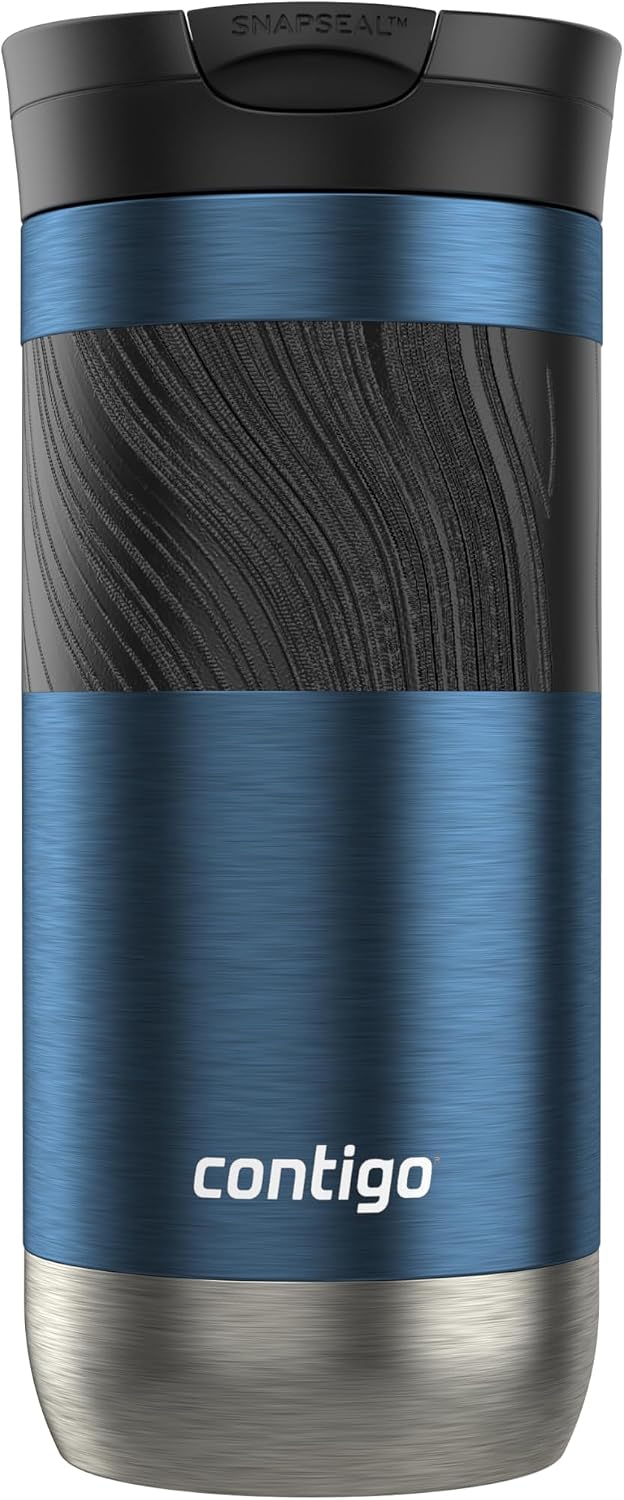 Byron 2.0 Stainless Steel Travel Mug with Snapseal Lid and Grip 20oz, Blueberry, Great for hot and cold beverages