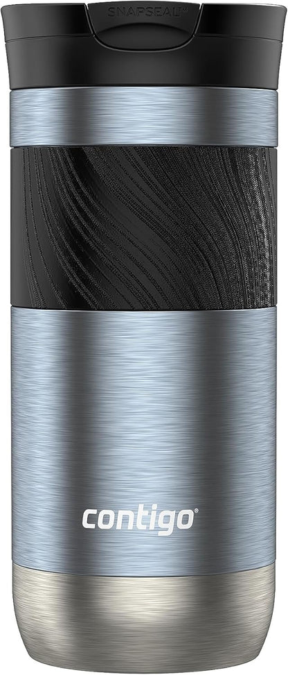 Byron 2.0 Stainless Steel Travel Mug with Snapseal Lid and Grip 20oz, Blueberry, Great for hot and cold beverages