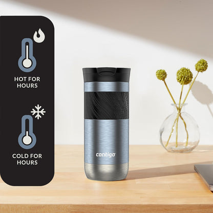 Byron 2.0 Stainless Steel Travel Mug with Snapseal Lid and Grip 20oz, Blueberry, Great for hot and cold beverages