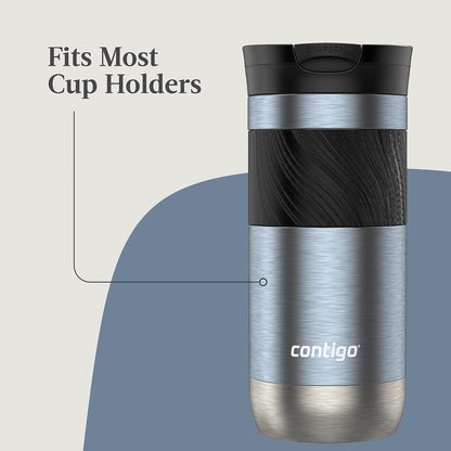 Byron 2.0 Stainless Steel Travel Mug with Snapseal Lid and Grip 20oz, Blueberry, Great for hot and cold beverages