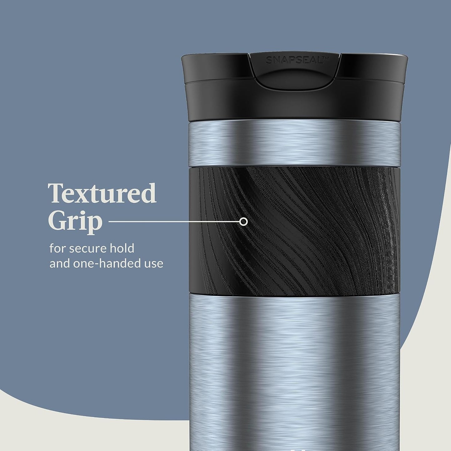Byron 2.0 Stainless Steel Travel Mug with Snapseal Lid and Grip 20oz, Blueberry, Great for hot and cold beverages