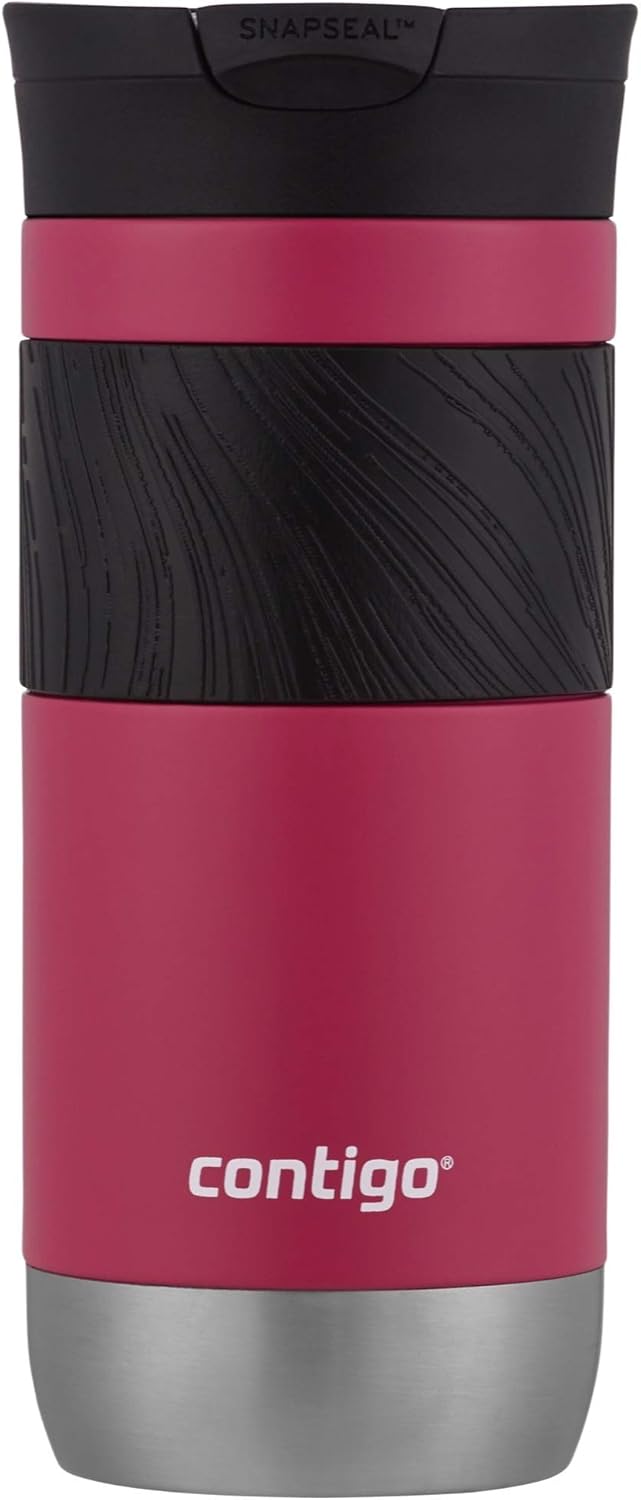 Byron 2.0 Stainless Steel Travel Mug with Snapseal Lid and Grip 20oz, Blueberry, Great for hot and cold beverages