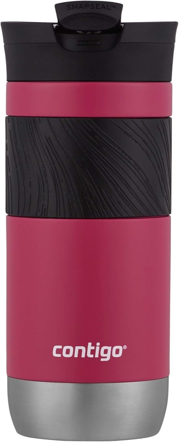 Byron 2.0 Stainless Steel Travel Mug with Snapseal Lid and Grip 20oz, Blueberry, Great for hot and cold beverages