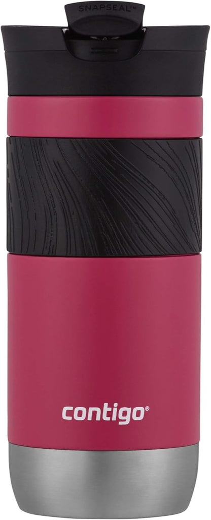 Byron 2.0 Stainless Steel Travel Mug with Snapseal Lid and Grip 20oz, Blueberry, Great for hot and cold beverages