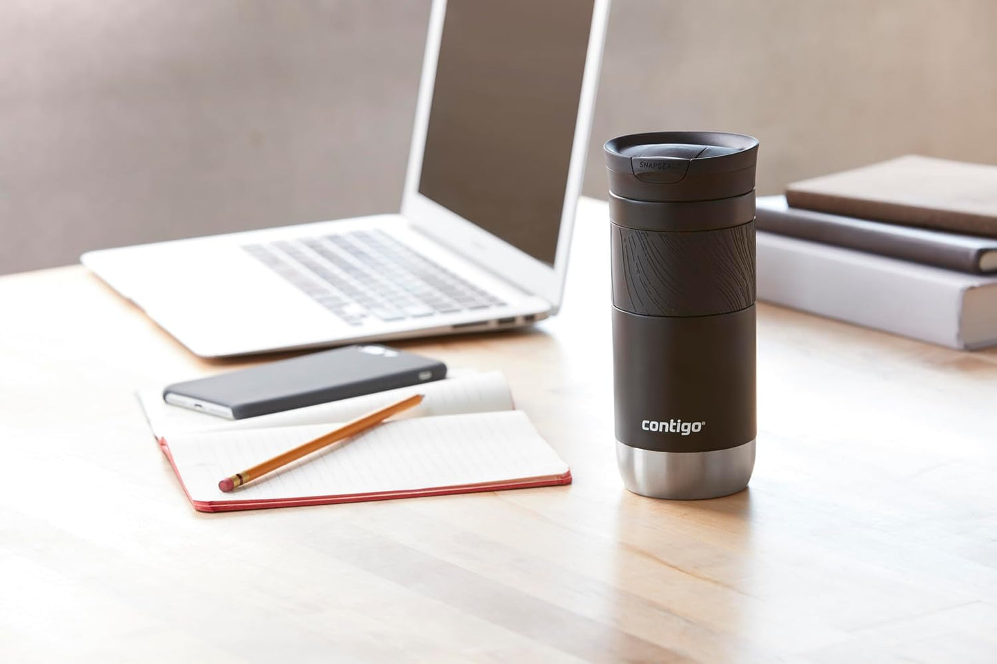 Byron 2.0 Stainless Steel Travel Mug with Snapseal Lid and Grip 20oz, Blueberry, Great for hot and cold beverages