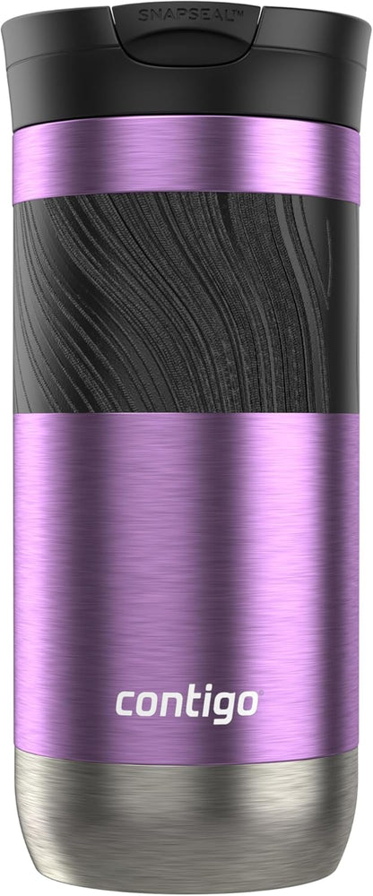 Byron 2.0 Stainless Steel Travel Mug with Snapseal Lid and Grip 20oz, Blueberry, Great for hot and cold beverages