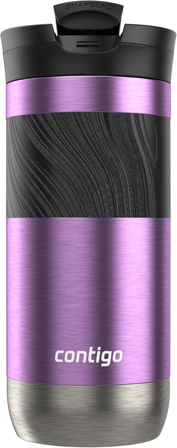 Byron 2.0 Stainless Steel Travel Mug with Snapseal Lid and Grip 20oz, Blueberry, Great for hot and cold beverages