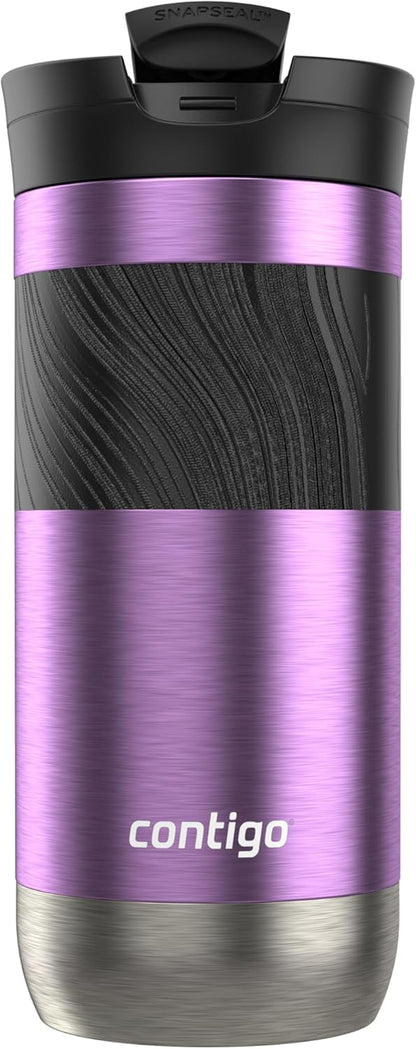 Byron 2.0 Stainless Steel Travel Mug with Snapseal Lid and Grip 20oz, Blueberry, Great for hot and cold beverages