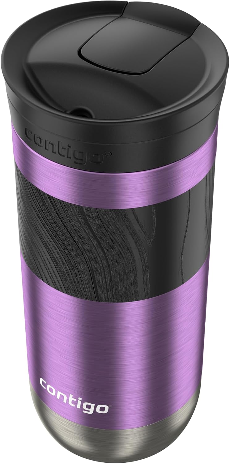 Byron 2.0 Stainless Steel Travel Mug with Snapseal Lid and Grip 20oz, Blueberry, Great for hot and cold beverages