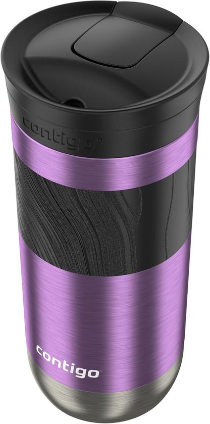 Byron 2.0 Stainless Steel Travel Mug with Snapseal Lid and Grip 20oz, Blueberry, Great for hot and cold beverages