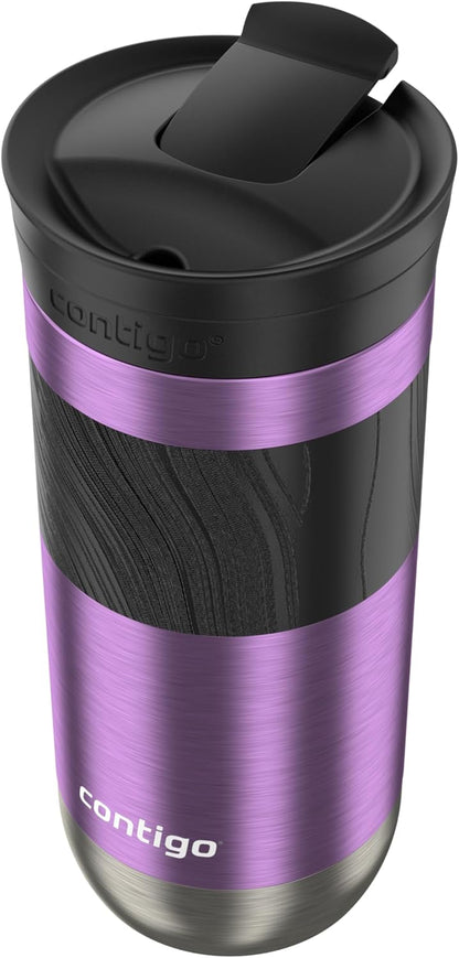 Byron 2.0 Stainless Steel Travel Mug with Snapseal Lid and Grip 20oz, Blueberry, Great for hot and cold beverages