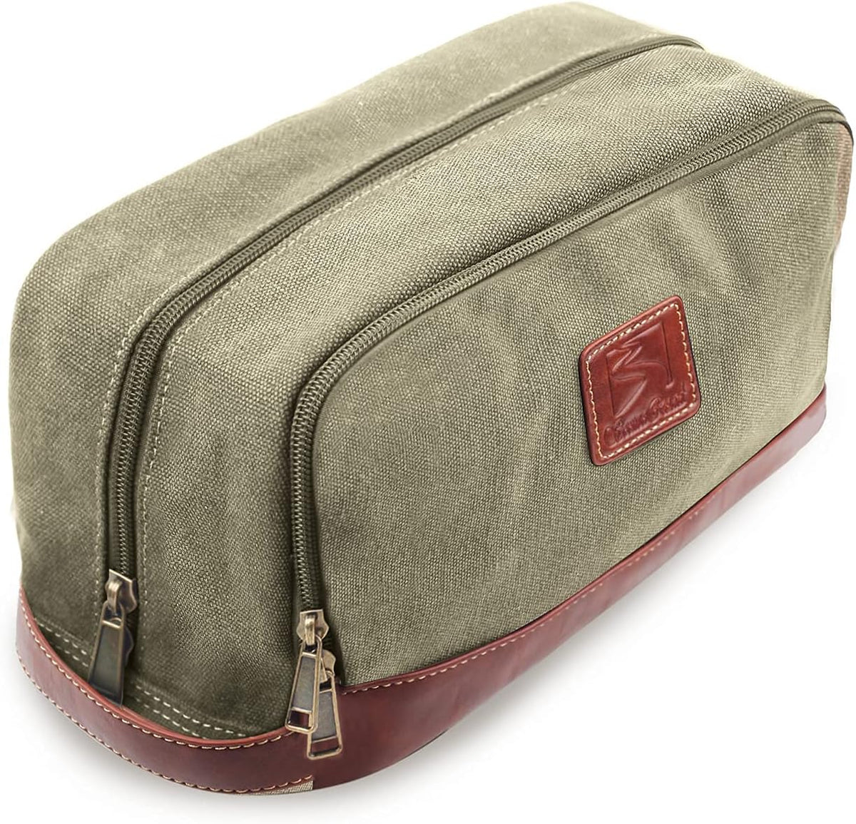 Travel Toiletry Bag for Men and Women, Canvas Toiletry Organizer Water-Resistant Vegan Leather, Hanging Dopp Kit Shaving Bag for Toiletries Accessories