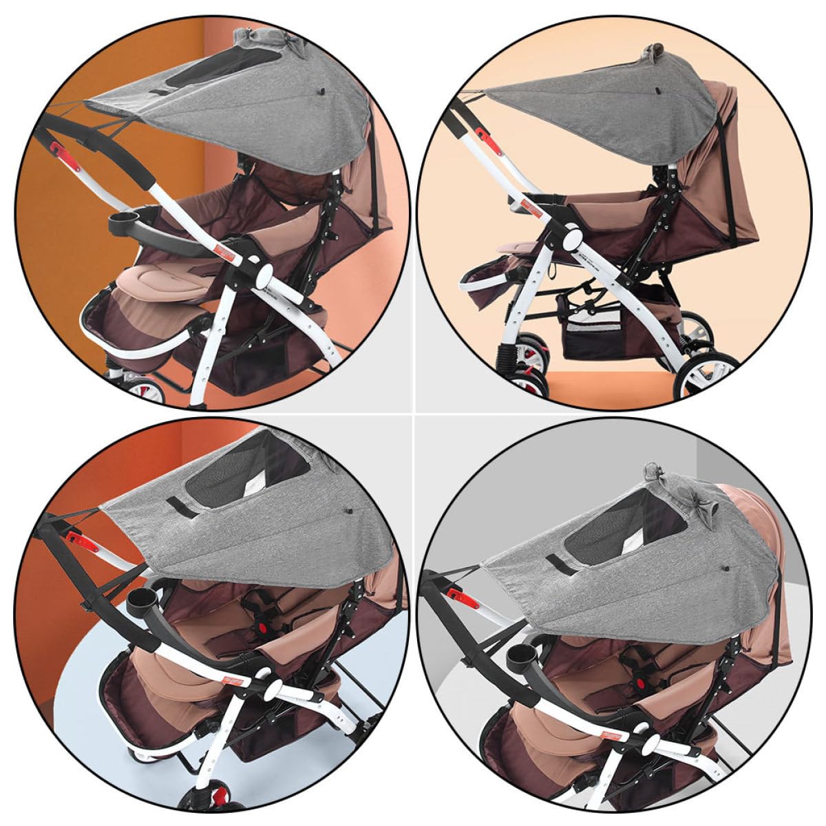 Stroller Sunscreen Cover UV Protection Sunshade for Stroller Awning Waterproof Grey Full-Cover Shading Accessory for Outdoor Use