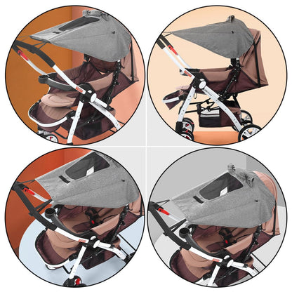 Stroller Sunscreen Cover UV Protection Sunshade for Stroller Awning Waterproof Grey Full-Cover Shading Accessory for Outdoor Use
