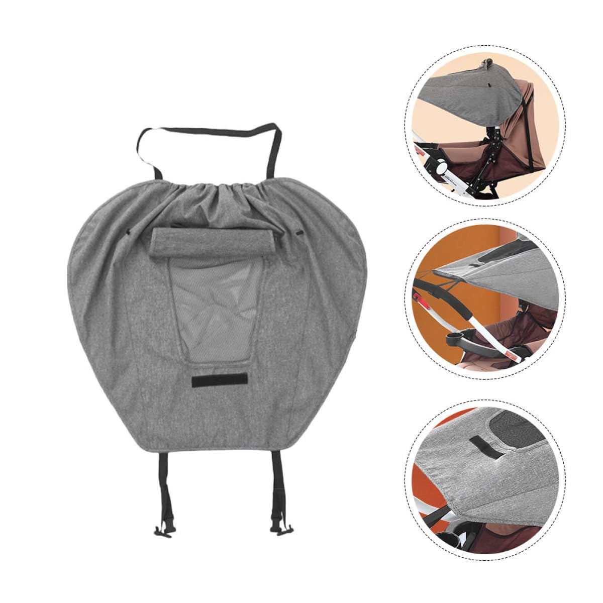 Stroller Sunscreen Cover UV Protection Sunshade for Stroller Awning Waterproof Grey Full-Cover Shading Accessory for Outdoor Use