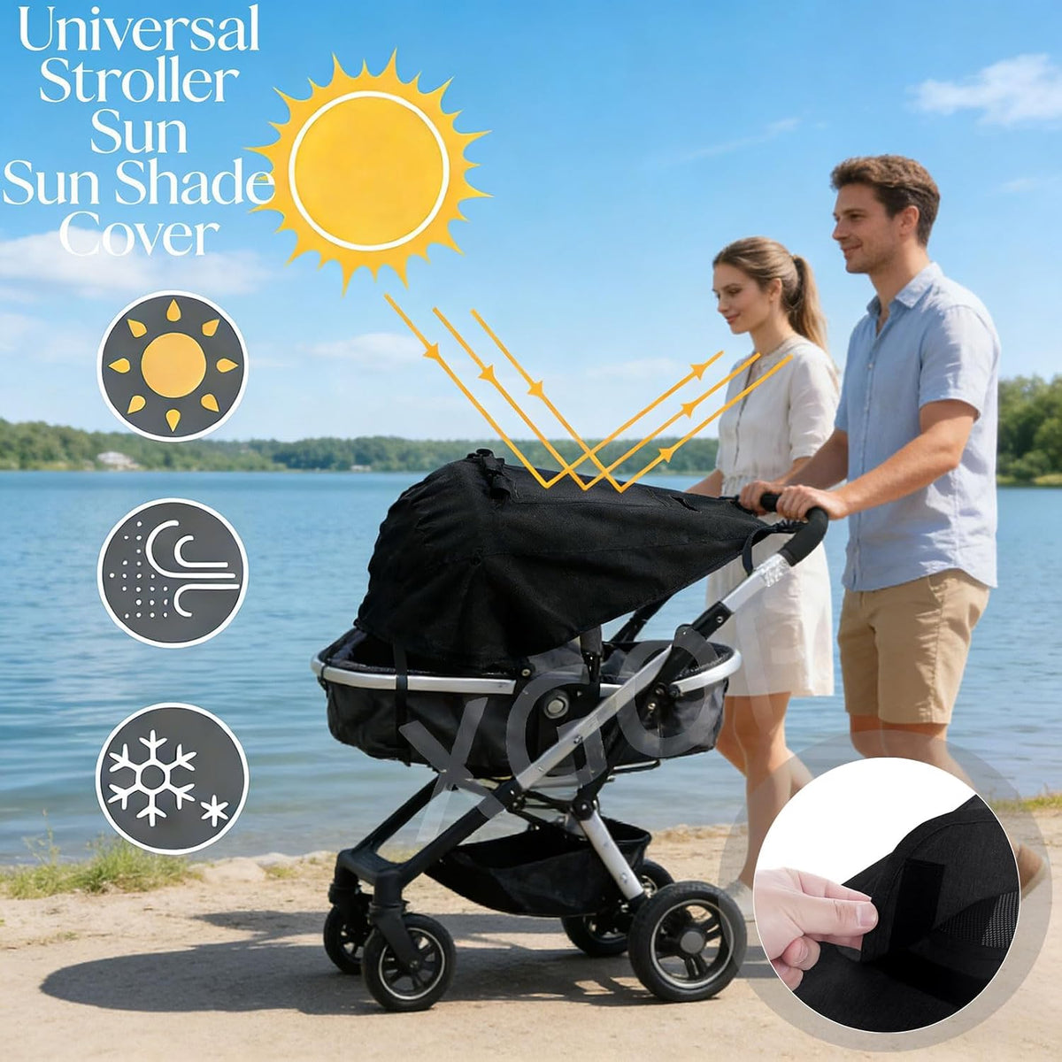 Baby Stroller Sun Shade Protector Universal Pushchair Blackout Cover