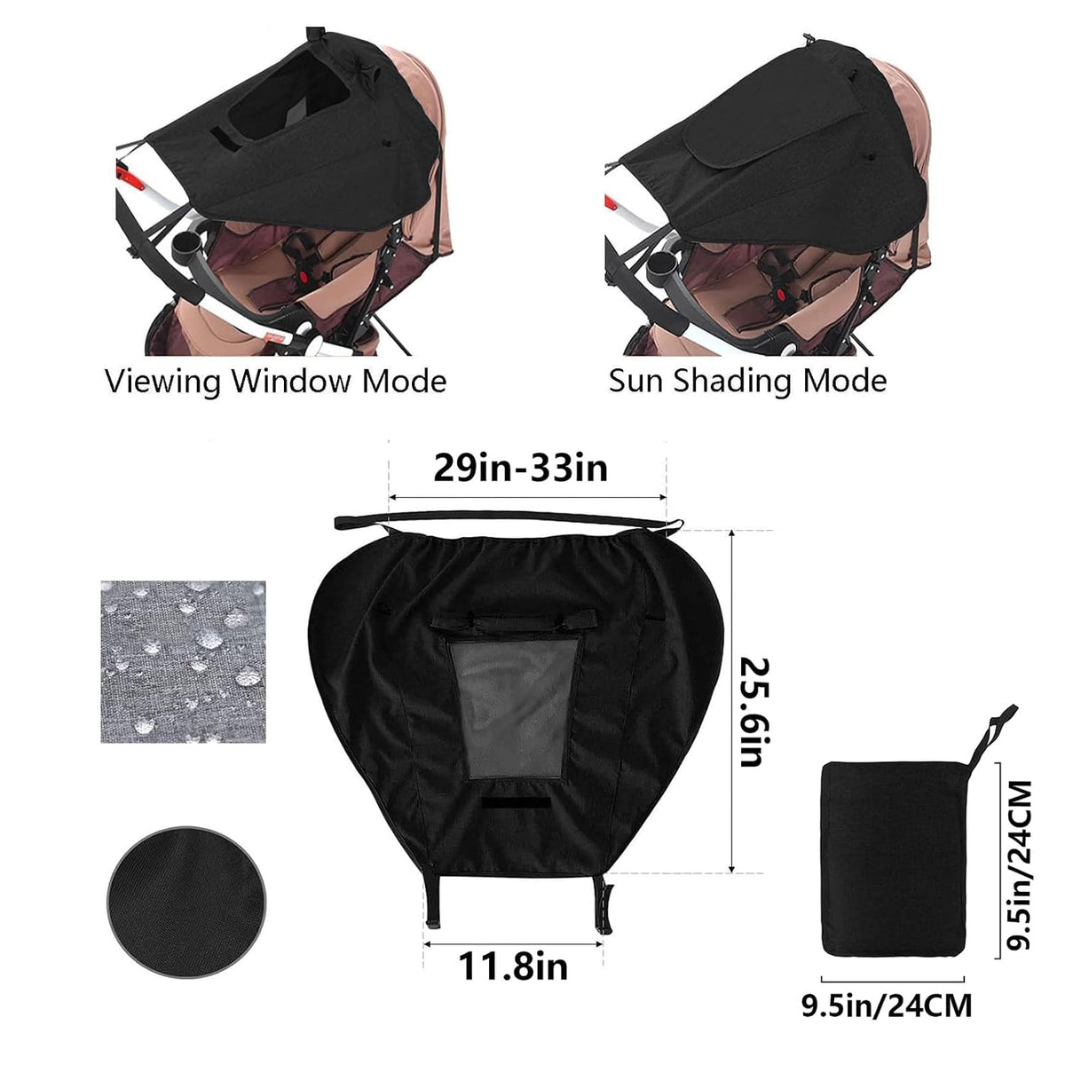 Baby Stroller Sun Shade Protector Universal Pushchair Blackout Cover