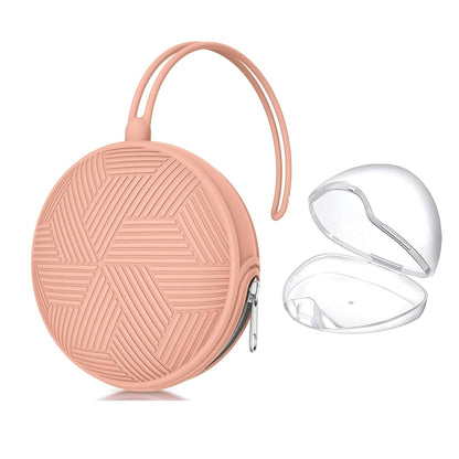 Pacifier Holder Case,BPA Free Portable Pacifier Storage Container,Silicone Baby Pacifier Cover Pouch for Diaper Bag Stroller,Travel Outdoor Activities,Easy to Clean(Blush)