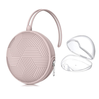 Pacifier Holder Case,BPA Free Portable Pacifier Storage Container,Silicone Baby Pacifier Cover Pouch for Diaper Bag Stroller,Travel Outdoor Activities,Easy to Clean(Blush)