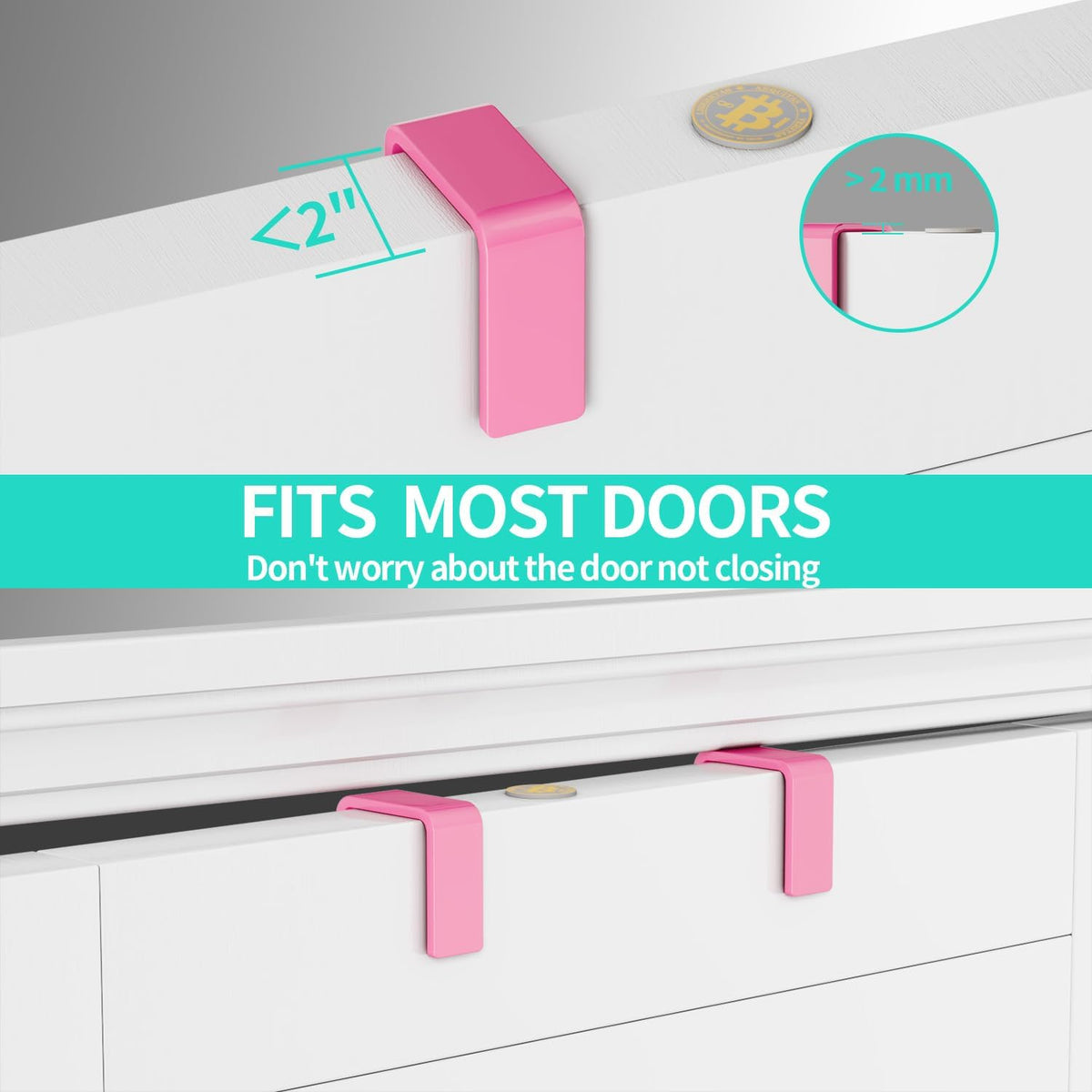 Over Door Organizer Storage - Separable Door Organizer Hanging with 6 Metal Large Capacity Baskets for Bathroom Bedroom Kitchen Pantry Closet (Pink)