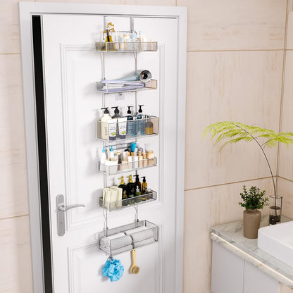 Over Door Organizer Storage - Separable Door Organizer Hanging with 6 Metal Large Capacity Baskets for Bathroom Bedroom Kitchen Pantry Closet (Pink)