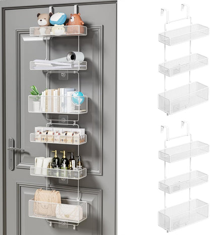 Over Door Organizer Storage - Separable Door Organizer Hanging with 6 Metal Large Capacity Baskets for Bathroom Bedroom Kitchen Pantry Closet (Pink)