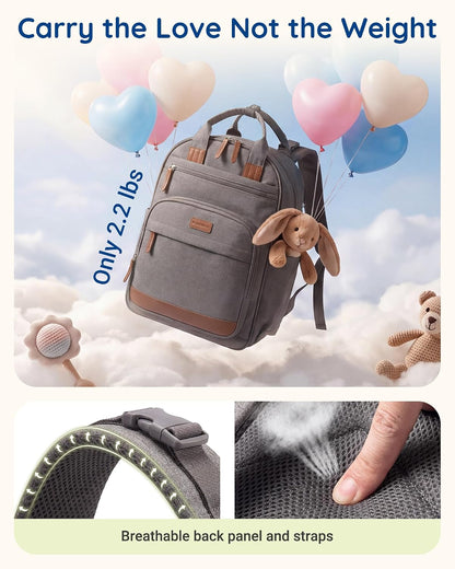Baby Diaper Bag with Waterproof Changing Pad, Black