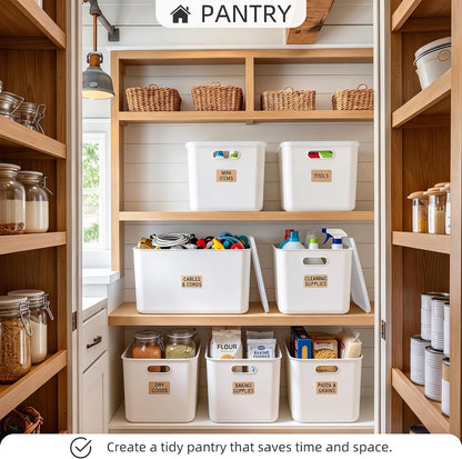 Citylife 7 QT Storage Bins with Bamboo Lids, Stackable with Handles, 2-Pack