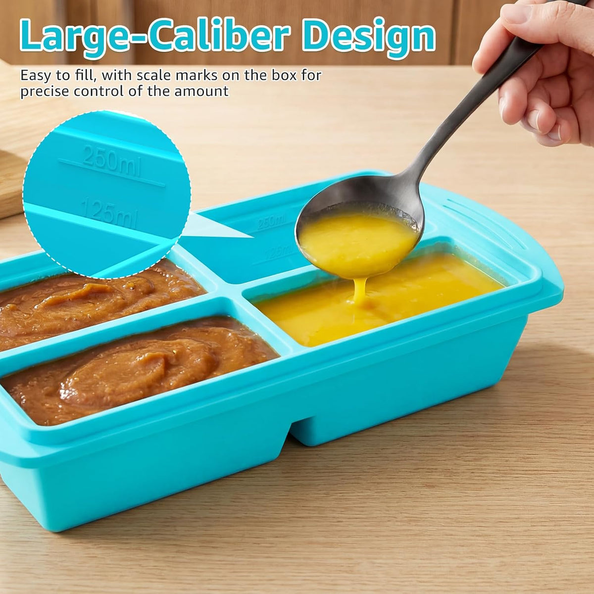 2 Pack Silicone Freezer Mold with Lid, 4 Compartment Airtight Silicone Food Freezer Tray for Meal Prep Puree Soup Sauce and Broth Dishwasher Safe(cool green)
