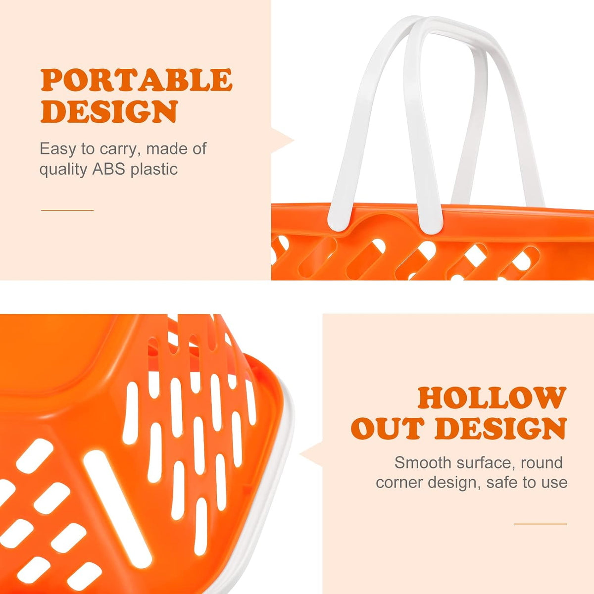 2 Pack Pretend Play Shopping Baskets - Kids Grocery Toy Basket with Handles for Imaginative Play, Toy Kitchen & Supermarket Role
