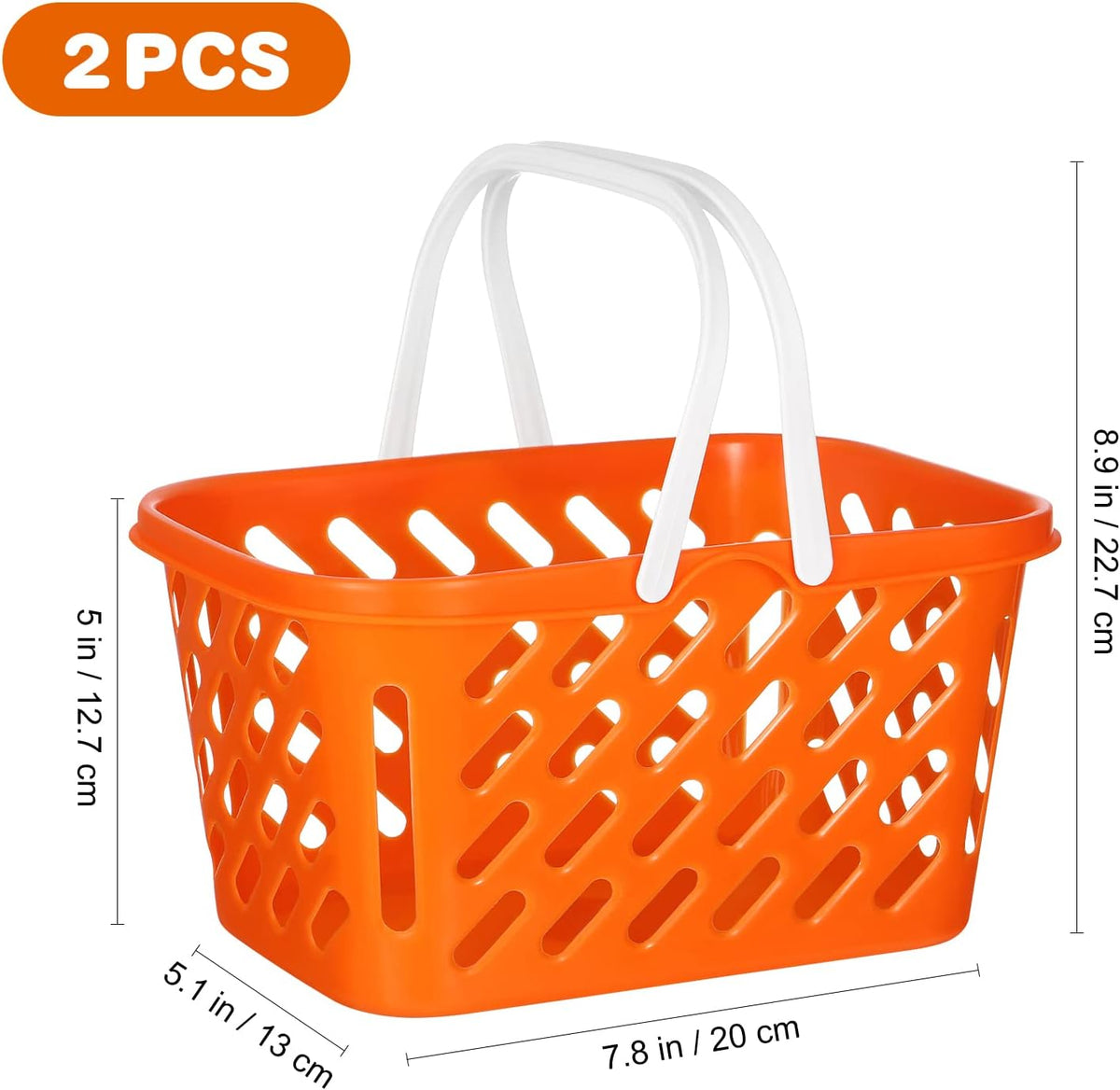 2 Pack Pretend Play Shopping Baskets - Kids Grocery Toy Basket with Handles for Imaginative Play, Toy Kitchen & Supermarket Role