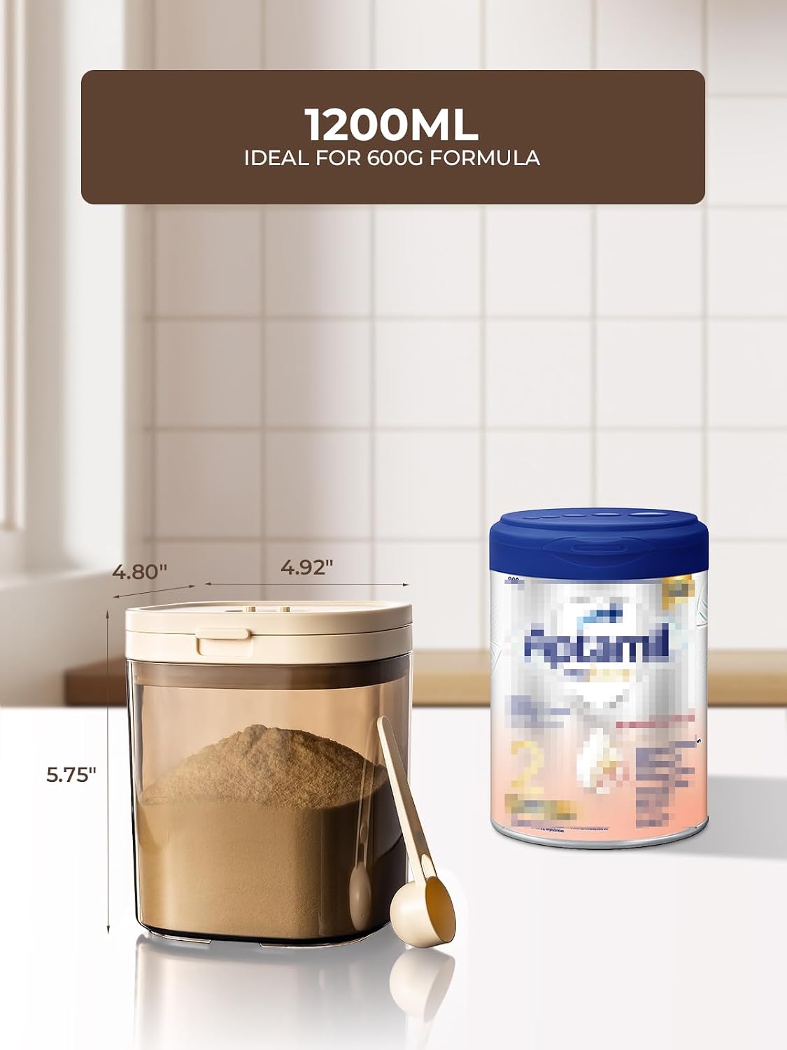 Travel Formula Dispenser, 1200ml Airtight Flip-Top Container to Go