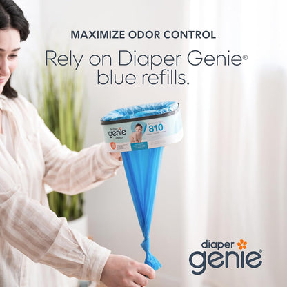 The Jumbo+ Square Refill, with continuous film, can hold up to 1080 newborn-sized diapers per refill.