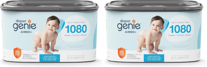 The Jumbo+ Square Refill, with continuous film, can hold up to 1080 newborn-sized diapers per refill.
