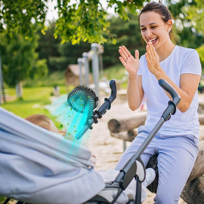 Portable Stroller Fan, Rechargeable Clip On Fan with Flexible Tripod, 3 Speeds, Detachable Grille, USB Charged Handheld Cooling Fan for Travel, Car Seat, Bedroom, Crib, Treadmill