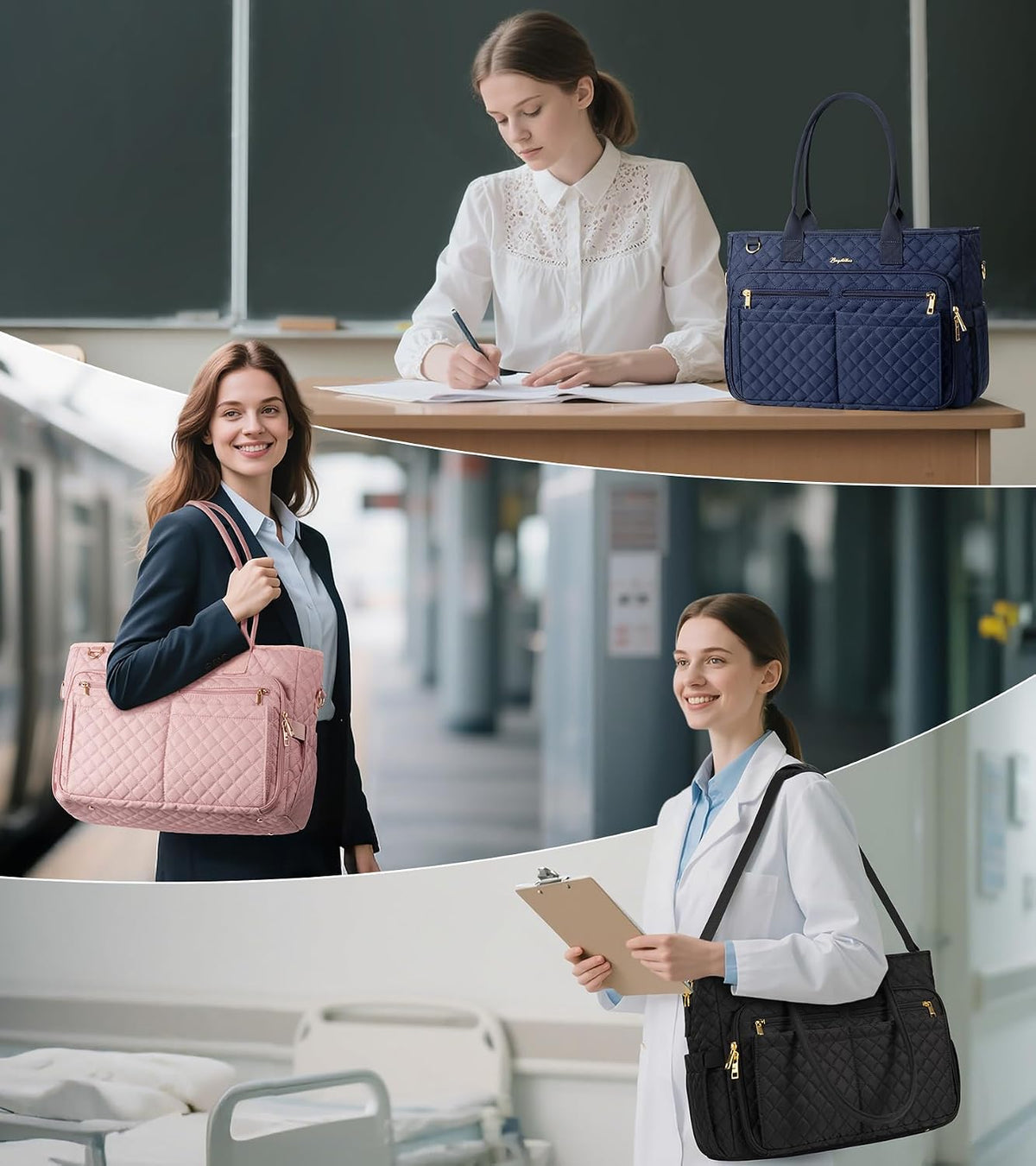 Teacher Tote Bag for Women, 15.6" Laptop Work Tote Computer Bag