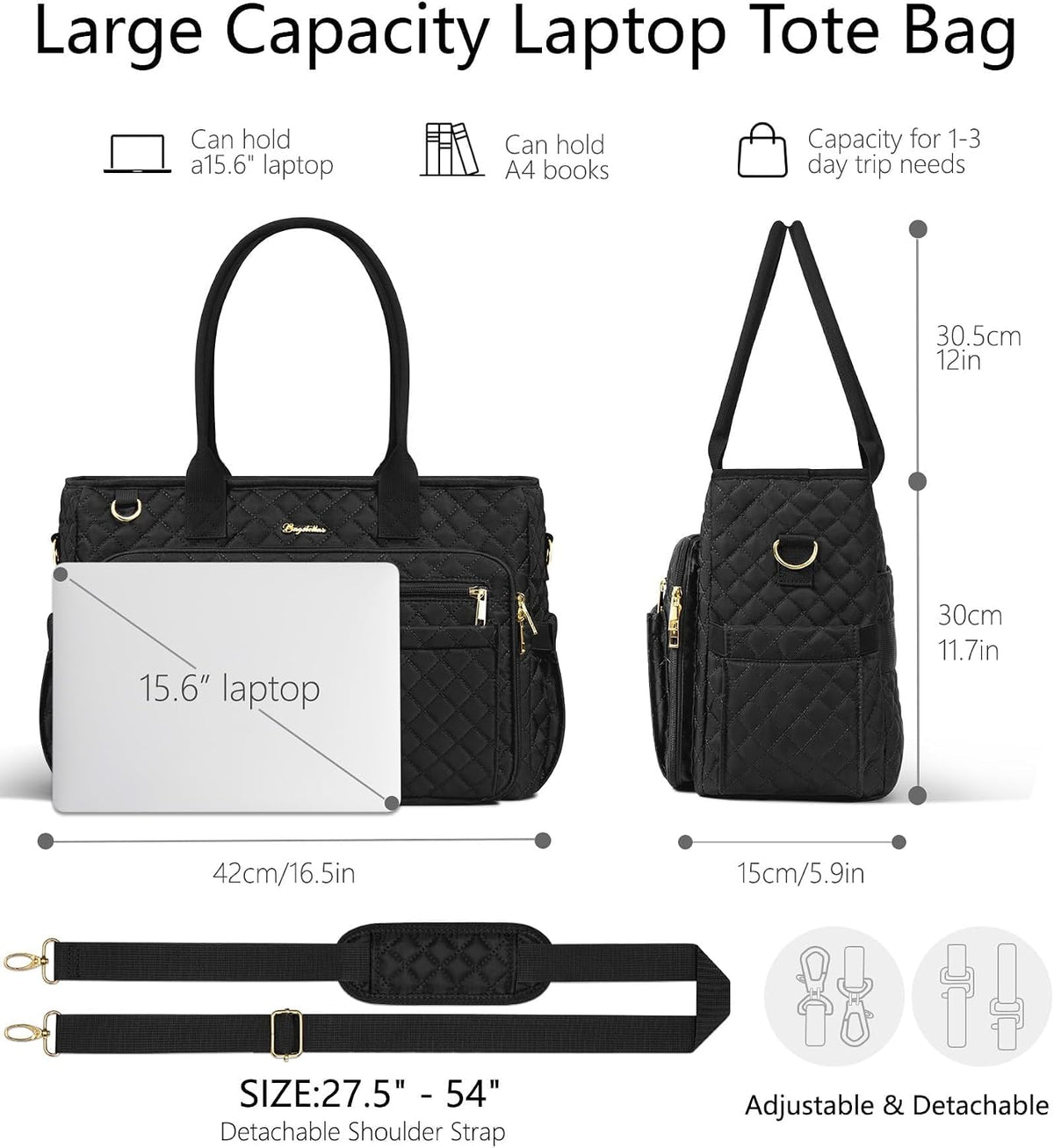 Teacher Tote Bag for Women, 15.6" Laptop Work Tote Computer Bag