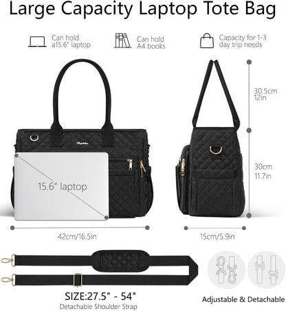 Teacher Tote Bag for Women, 15.6" Laptop Work Tote Computer Bag