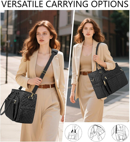 Teacher Tote Bag for Women, 15.6" Laptop Work Tote Computer Bag
