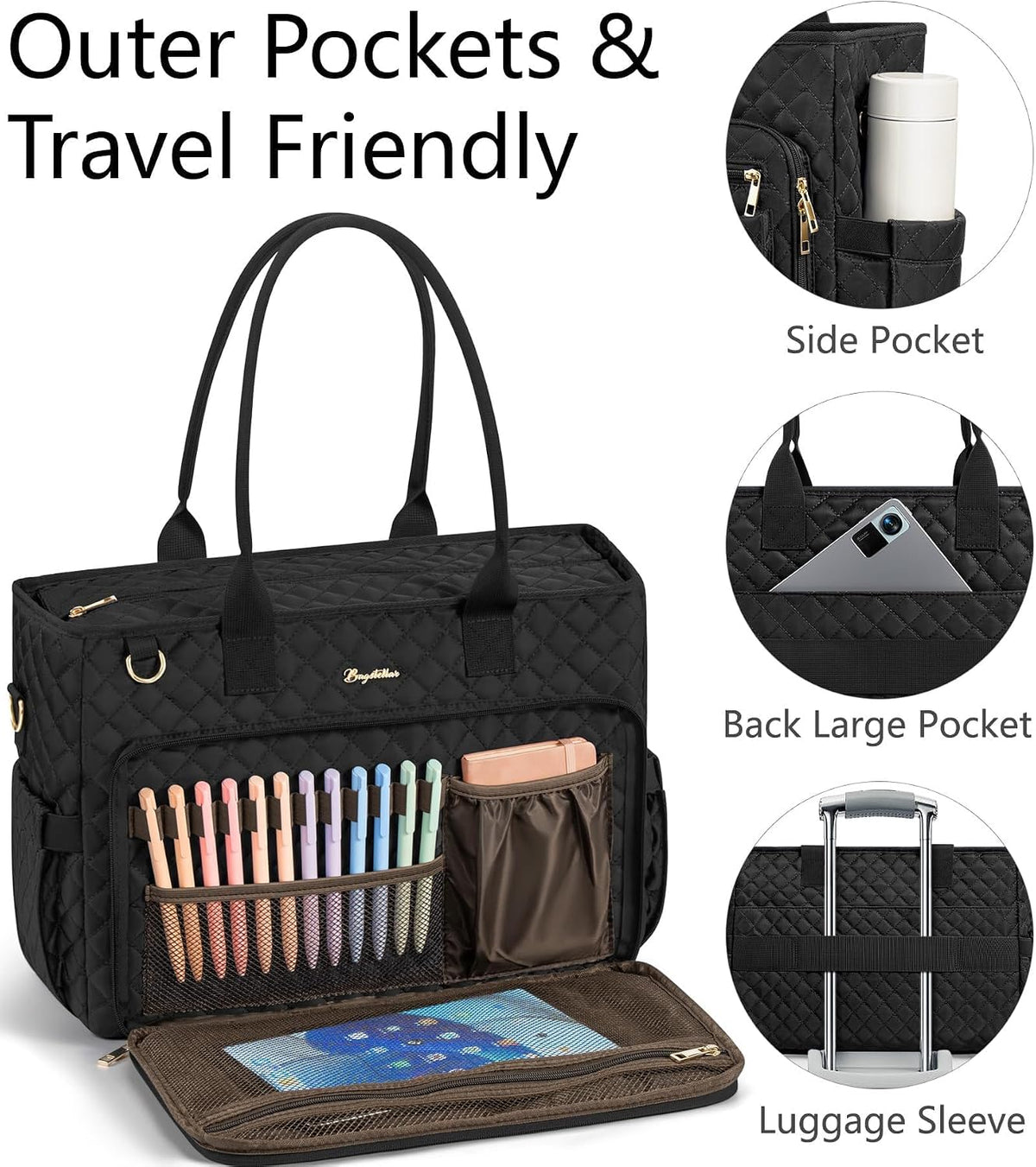Teacher Tote Bag for Women, 15.6" Laptop Work Tote Computer Bag