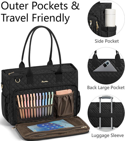 Teacher Tote Bag for Women, 15.6" Laptop Work Tote Computer Bag
