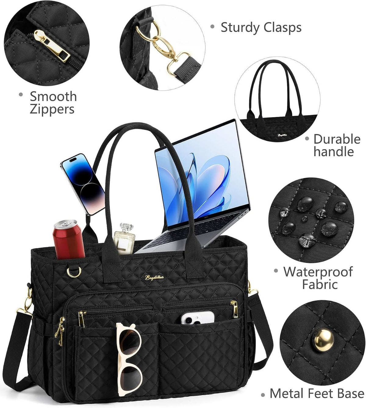 Teacher Tote Bag for Women, 15.6" Laptop Work Tote Computer Bag
