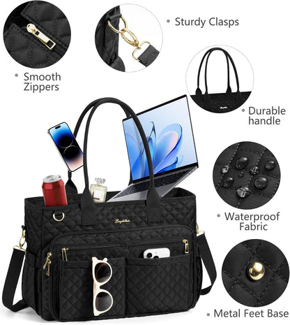 Teacher Tote Bag for Women, 15.6" Laptop Work Tote Computer Bag